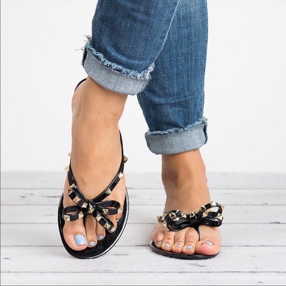 Black Jelly Open Toe Slip On Sandal - Picture 4 of 5